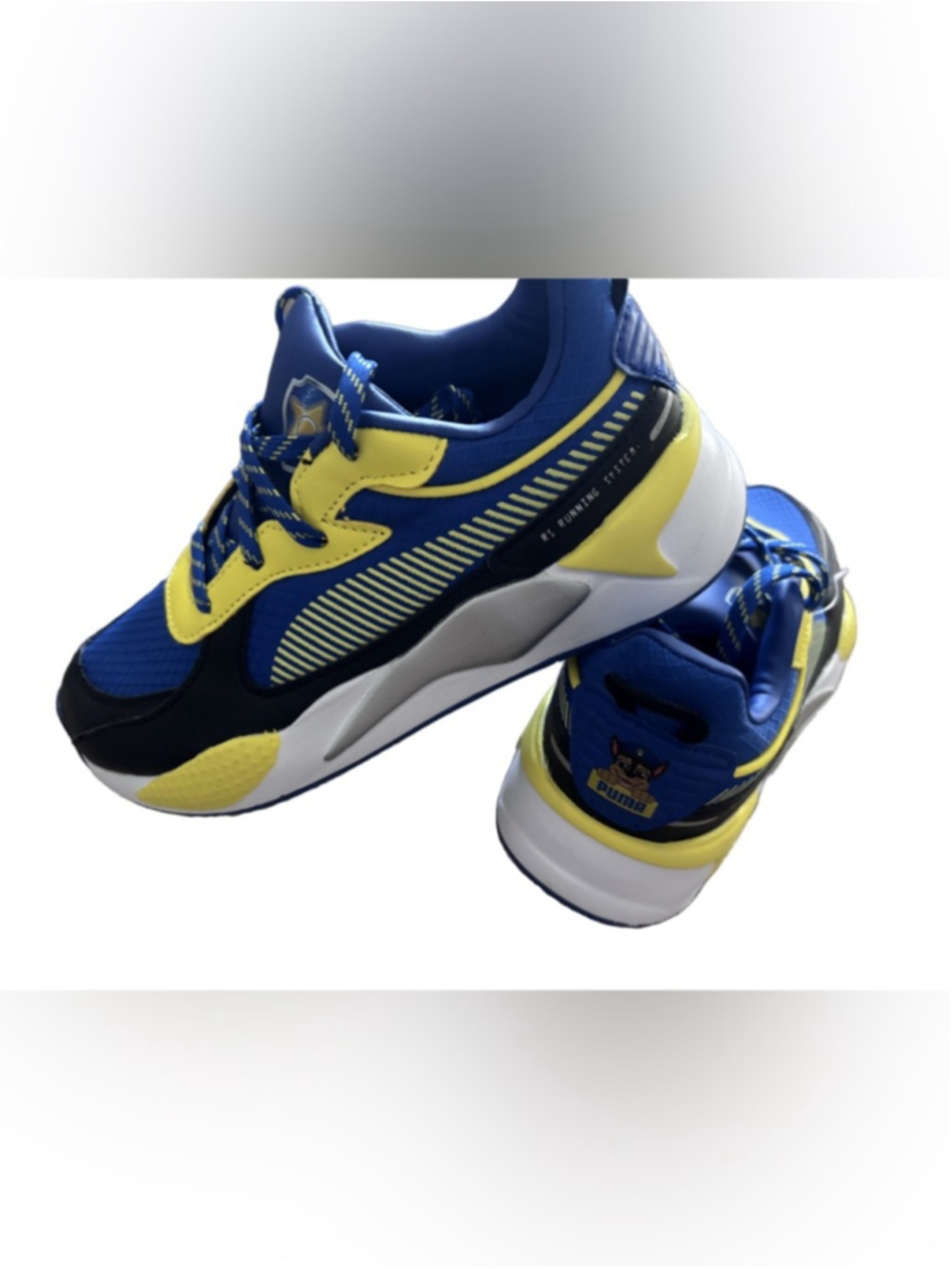 NWOB Puma x Paw Patrol Chase RS-X sneakers - bright blue yellow - big kid 1.5